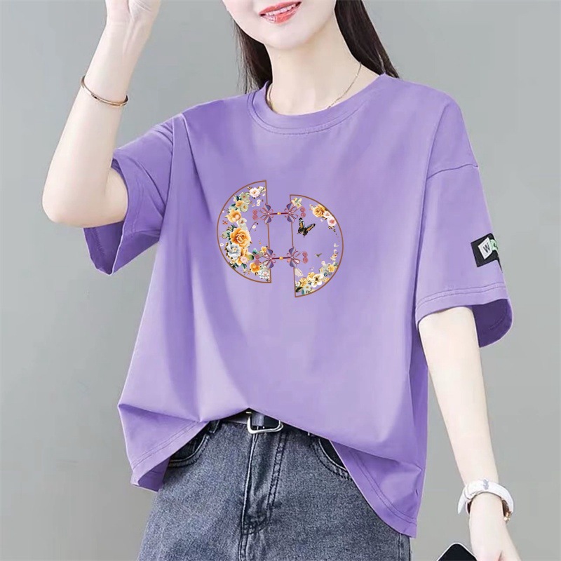 清仓捡漏外贸妈妈装新款短袖t恤女宽松大码显瘦遮肚子韩版上衣潮