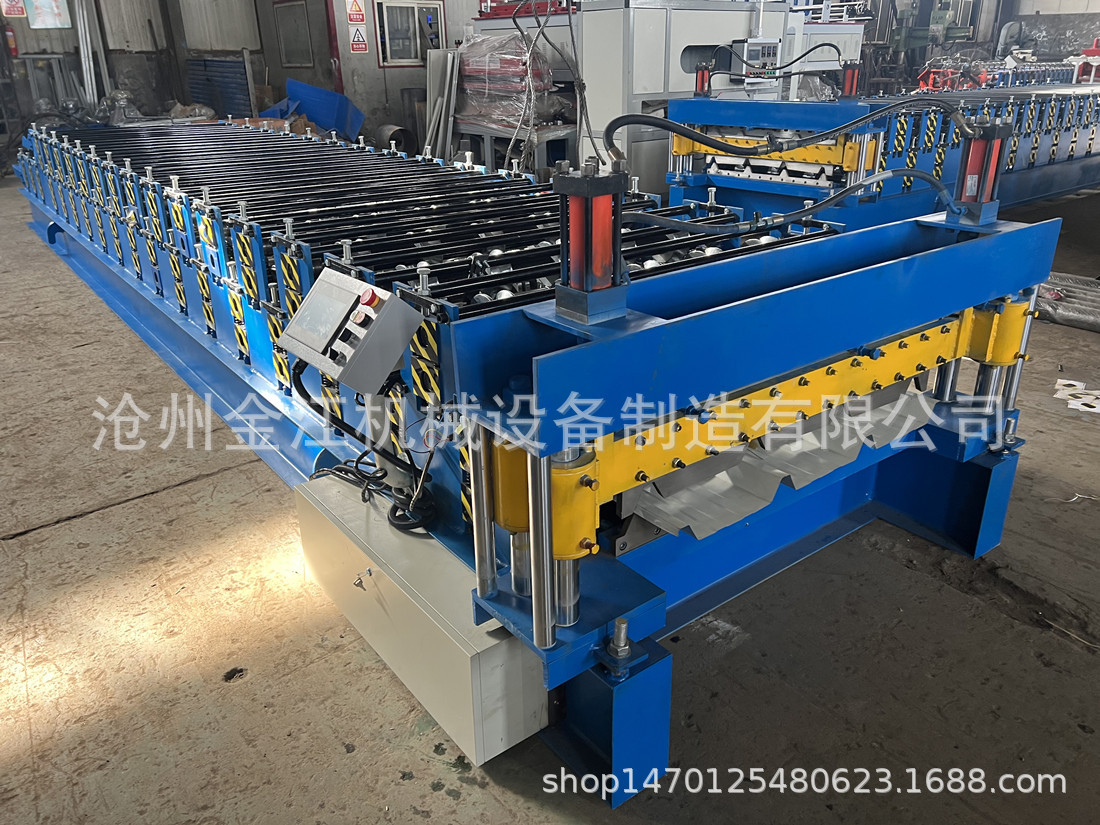 南非热销双层压瓦机 轧制金属彩钢屋面板制造机 冷弯设备