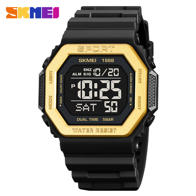 Reloj deportivo Skmei para hombre Reloj electrónico impermeable multifuncional de personalidad cuadrada Reloj electrónico de estudiante para hombre