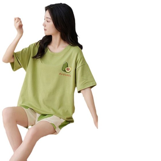 Pajamas Women's Summer Short Sleeve Sweet with Chest Pad Korean Style Cartoon Student Casual Home Clothes Loose plus size Summer