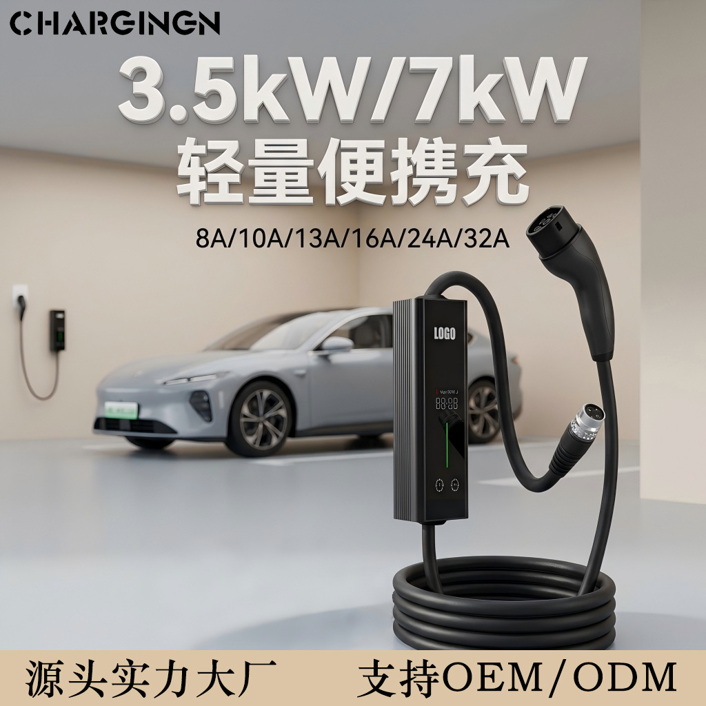 3.5kW/7kW便携随车充便携式充电器充电枪3.5kW新能源随车充充电枪