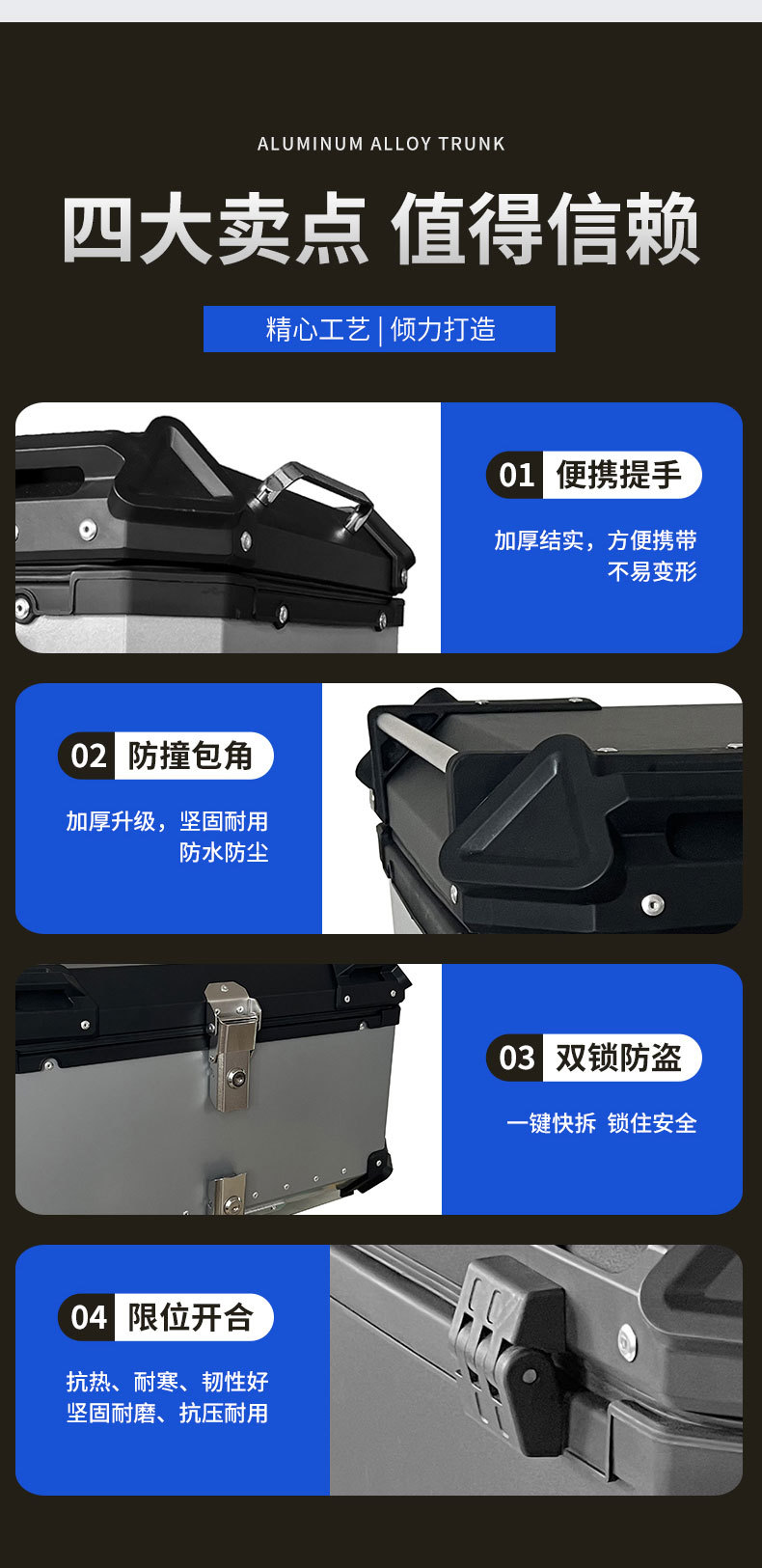Factory Direct Sales Abs Plastic Tail Box Motorcycle Trunk Electric Scooter Storage Box Scooter Quick-Release Rear Trunk