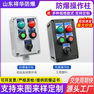 定制防爆操作柱壁挂式铸铝远程操作箱仪表启动停止急停按钮开关箱