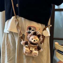 手作可爱玫玫包挂件毛绒可爱小熊手机背夹挂饰钥匙扣少女生日礼物