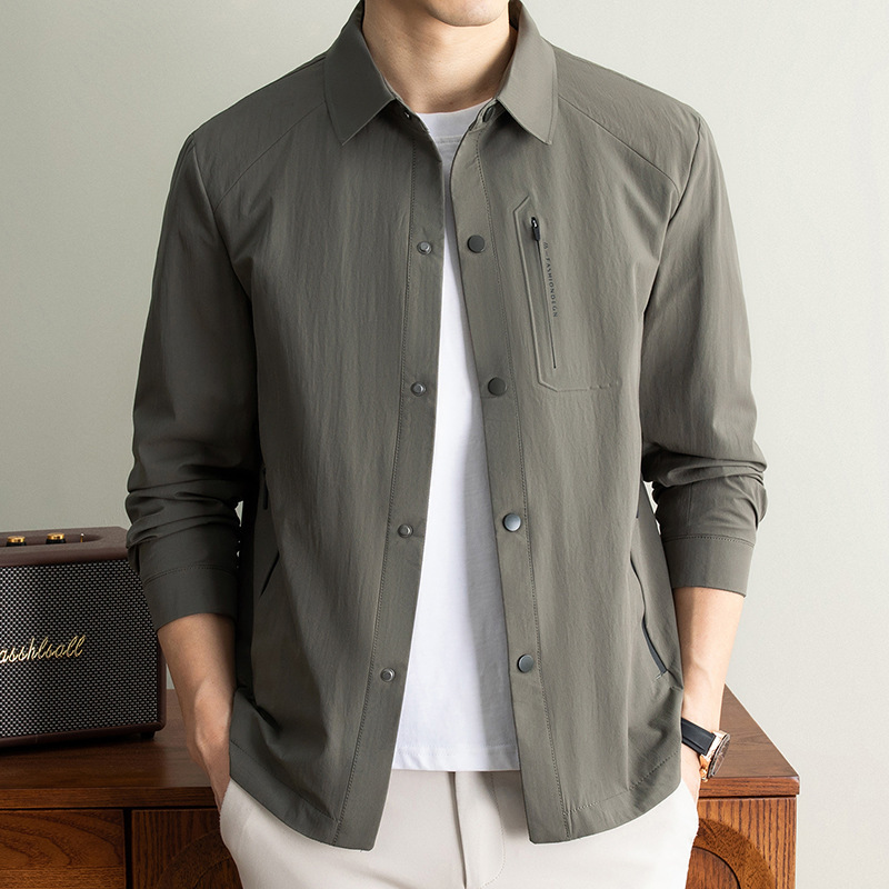 Old Money Style Light Luxury Men's Jacket 2026 Spring New Model Turn-Down Collar Casual Thin Middle-Aged Business Commuter Coat for Men Old Money Style Light Luxury Men's Jacket 2026 Spring New Model Turn-Down Collar Casual Thin Middle-Aged Business Commuter Coat for Men