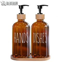 Manufacturer supplies 500ml brown glass bottle with retro-style press pump shower and hand soap dispenser bottle