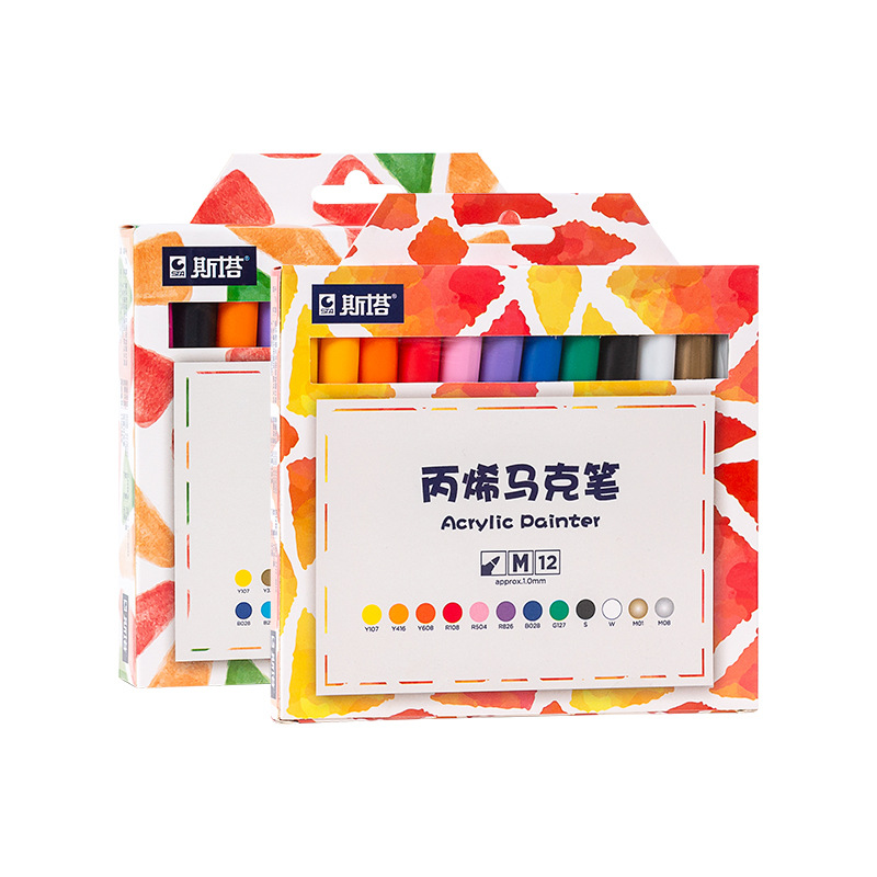 Sta 1100M1mm línea de acrílico marcador traje DIY pintado negro Tarjeta álbum graffiti pluma 24 colores