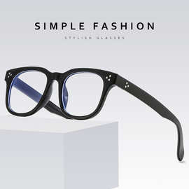 新款时尚大框米钉简约防蓝光平光眼镜韩版时尚个性潮流3518