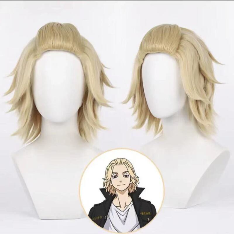 Silk Hair Tokyo Avengers Cosplay Sano Manjiro Anime Realistic Scalp Blonde Hair Backcombed Hairstyle