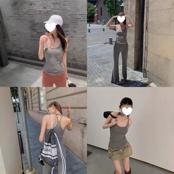 Spice Girls Pure Desire Sling Vest Belt Chest Pad I-Back Solid Color Vest Sports Fitness All-Match Women's Vest