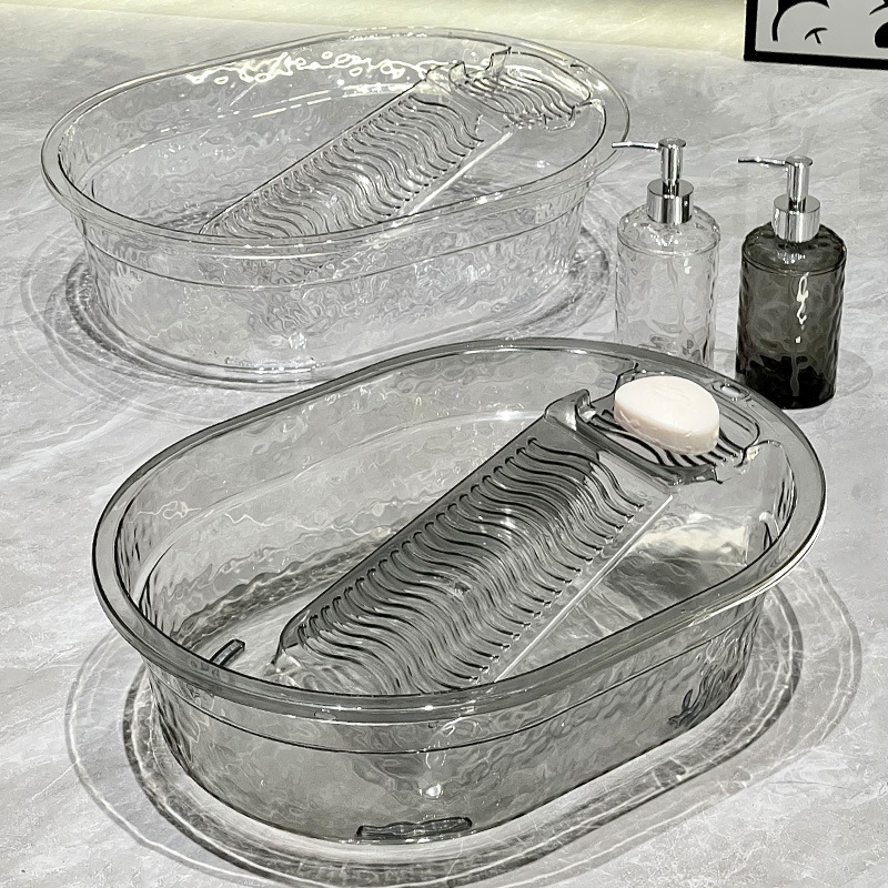 洗濯とこすり一体型洗濯板洗濯桶プラスチック洗面器家庭用バスルームトイレ耐久性のある多機能大型透明プラス|undefined