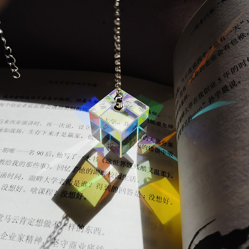 Sol catcher cadena colgante color prisma Cubo de luz sol catcher adornos cristal óptico equipo enseñanza