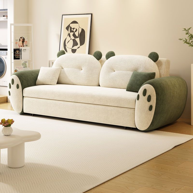 Sofa Bed Dual-Purpose Cute Cream Style Small Apartment Living Room Multi-Functional Lambswool Double Straight Row New Sofa