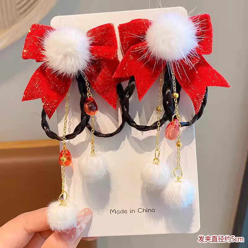 Accesorios para el cabello Hanfu de año nuevo para niñas, año nuevo rojo, horquilla de estilo antiguo, flor de cabeza de año nuevo para niñas, tocado de estilo chino para niños