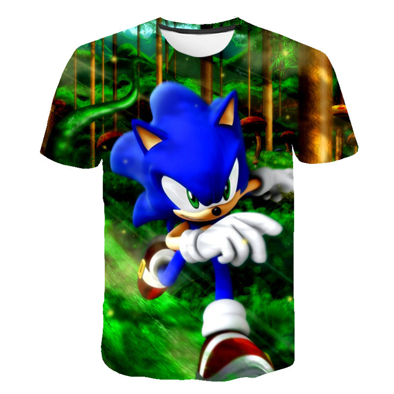 Summer 2022 personalized cartoon cartoon Sonic T-shirt 3D digital printing casual round neck short sleeve t-shirt for men
