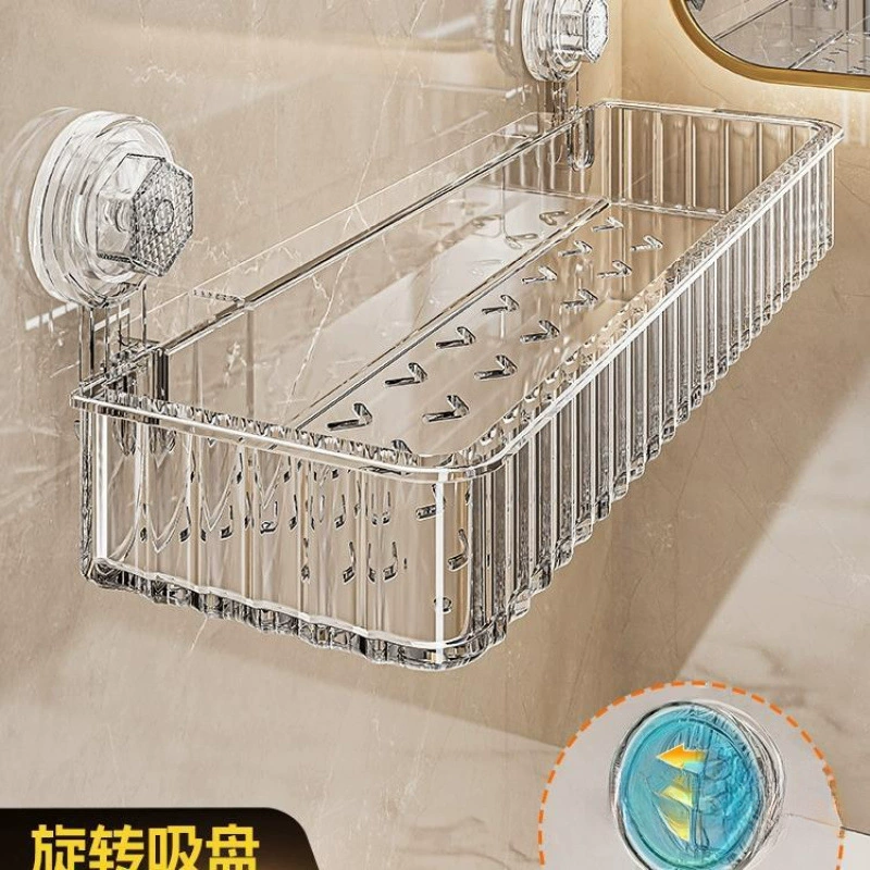 Акриловая полка для ванной комнаты, настенная полка для хранения косметики с присосками для унитаза, без сверления, оптом