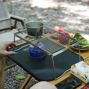 Outdoor Camping Barbecue Grill Foldable Portable Thickened Stainless Steel Bracket Stove Head Bi-Fold Barbecue Grill