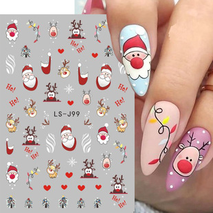 2023 Christmas stickers children cartoon elk old bell Christmas tree ins nail decals