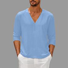 M 94867 Plus-size Linen V-neck Shirt �������� V ��������