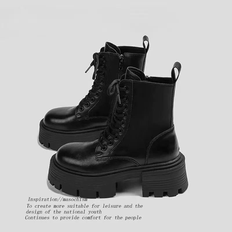 Martin сапоги женский 2023 осень-зима новый маленький человек с толстым дном, увеличенные сапоги, британский стиль, дикие мотоциклетные сапоги