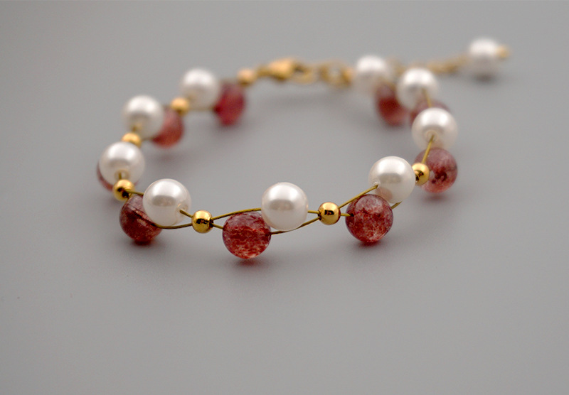 Ferroalloy Chain Material 1 Piece Quantity 1 Piece Sweet Round Imitation Pearl Titanium Steel Beaded Women's Bracelets