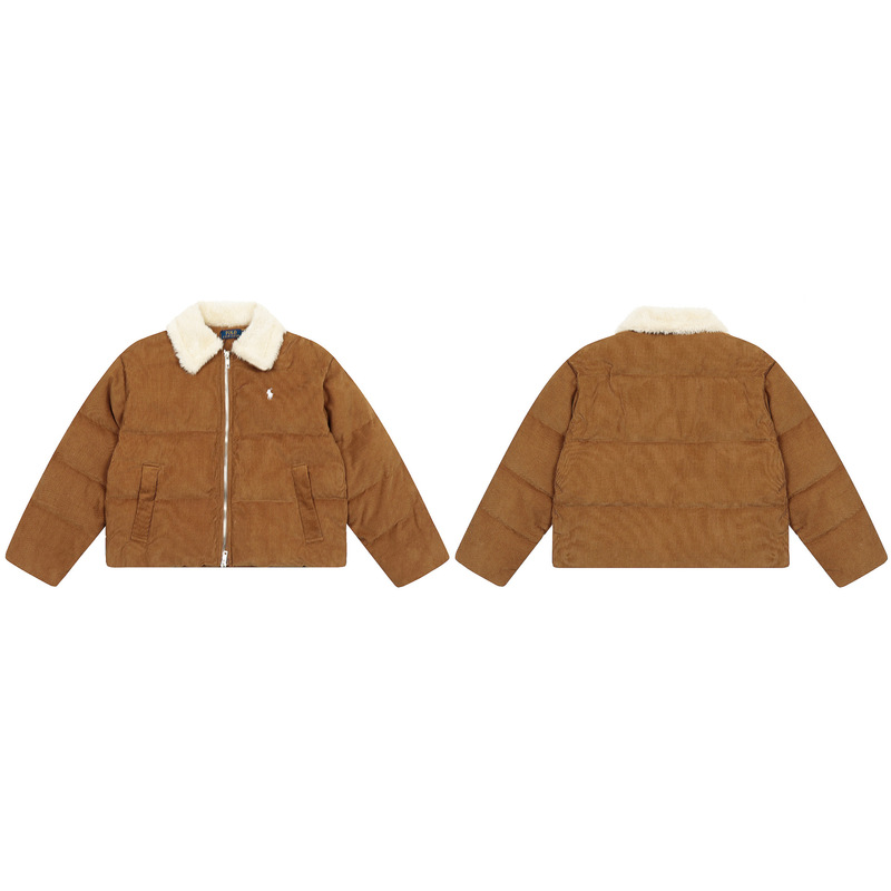 Original Foreign Trade Rl Ralph Lauren Retro Melad Style Granular Velvet Lapel Corduroy Thickened down Jacket for Women