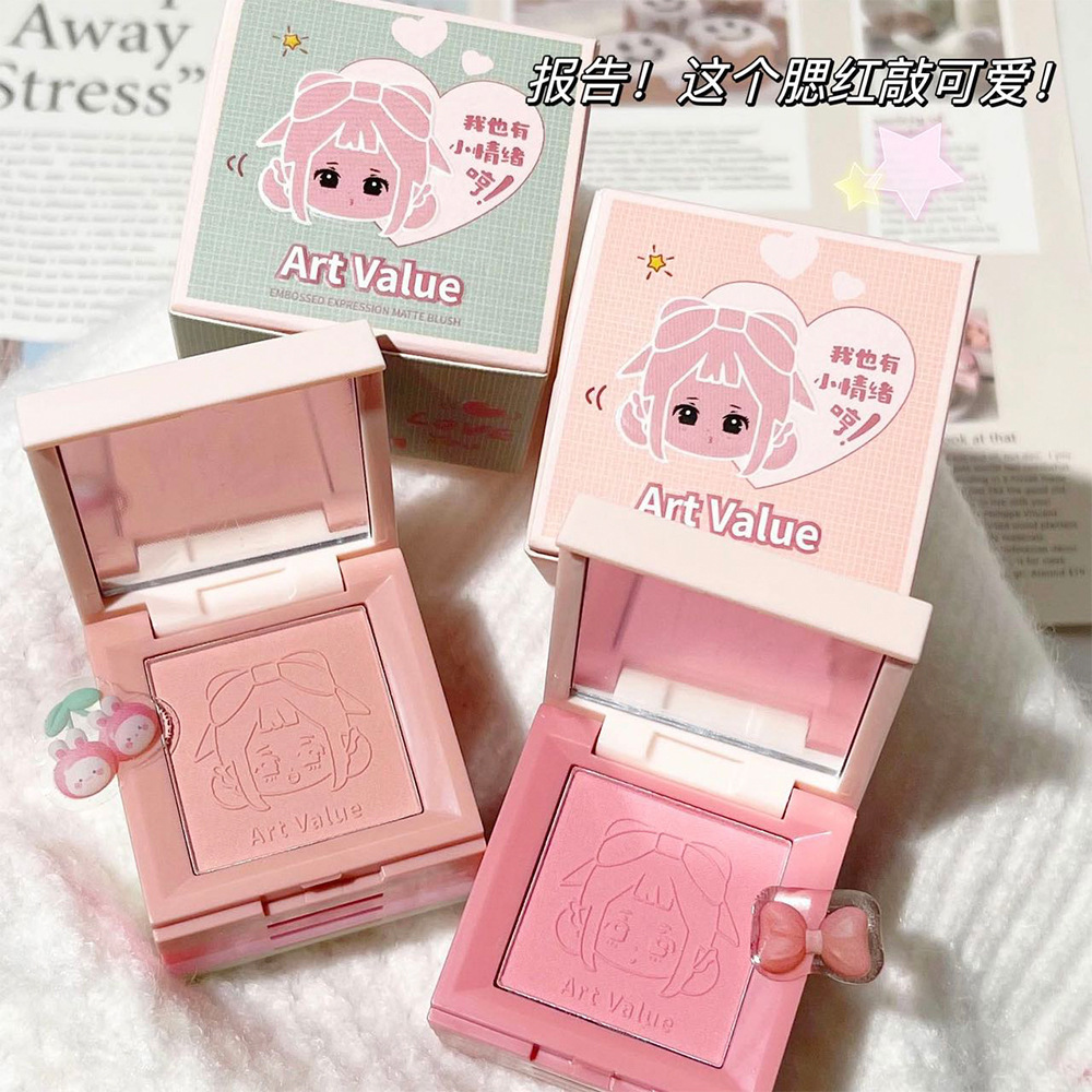 Valor de arte relieve emoción blush mate reparador de belleza brillante natural desnudo maquillaje polvo de maquillaje al por mayor