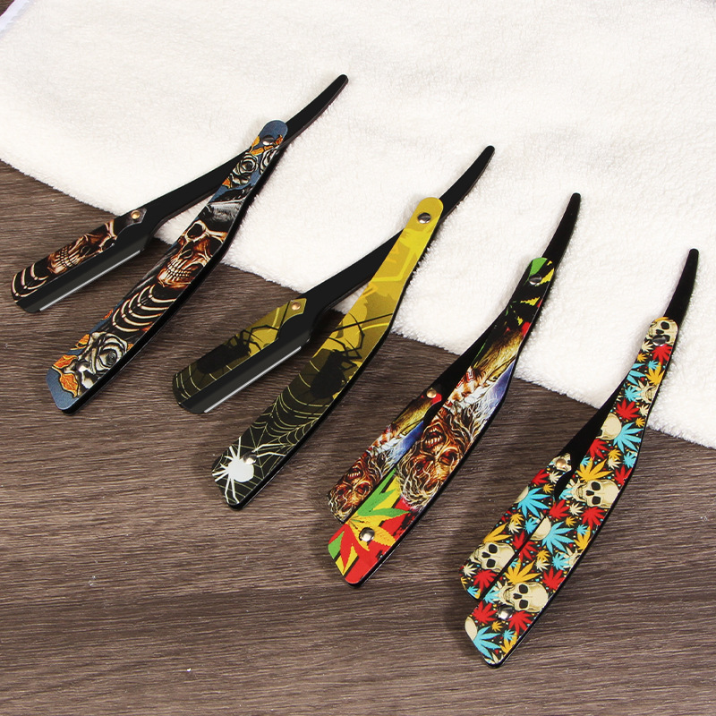 Cross-border 3D three-dimensional transfer manual Shaver personality skull folding blade shaving knife eyebrow shaving knife holder