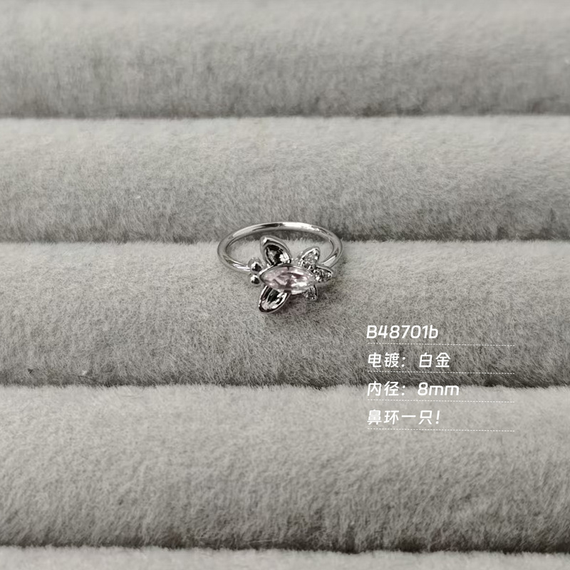 环保铜甜酷黄金锆石穿刺饰品鼻环小众高级感AB彩耳圈|undefined