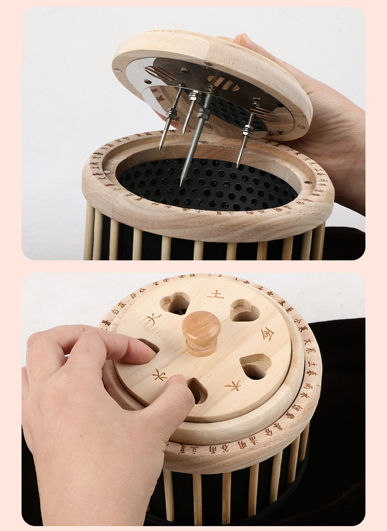 Wooden Hollow Palace Moxibustion Box Home Full Body Warming Device with 54 Stone Ground Moxa Cones in use