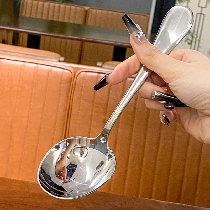 304 Stainless Steel Large Spoon Hotel Self-service Thickened Egg-shaped Shell Spoon Porridge Spoon Household Thickened Deepened Public Spoon 304 Stainless Steel Large Spoon Hotel Self-service Thickened Egg-shaped Shell Spoon Porridge Spoon Household Thickened Deepened Public Spoon