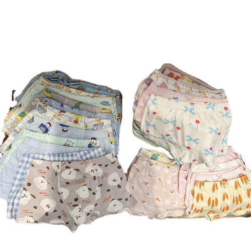 A set of 4 pieces children's seamless briefs for all seasons, unisex, cotton, multi-color, four-sided briefs, also suitable for older children, short pants