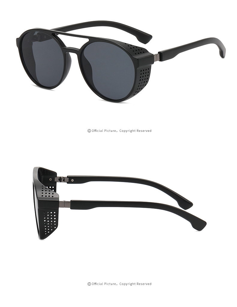 Retro Classic Style Solid Color PC UV400 Protection Round Frame Full Frame Glasses display picture 1