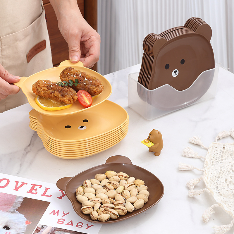 卡通小熊吐骨碟家用零食碟小吃碟干果盘塑料骨头盘点心吐骨盘批发|undefined