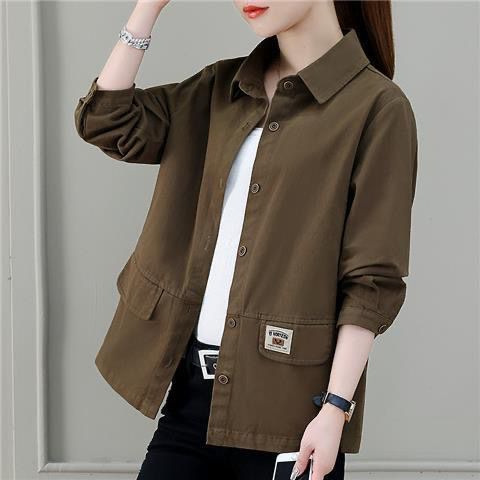 Casual Short Coat Women's 2025 Spring and Autumn New Korean Style Loose plus size Solid Color Jacket Shirt Thin Top