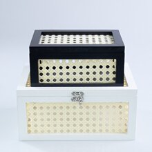 创意个性藤编收纳盒翻盖带锁镂空大容量复古编织书本玩具收纳箱子