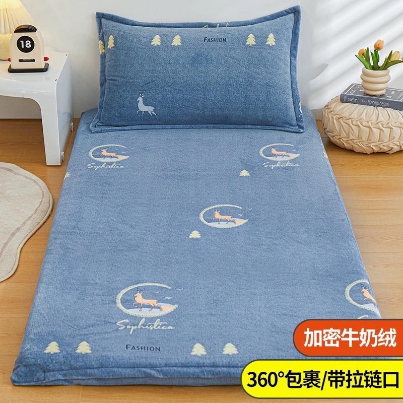 Cubierta de colchón Cubierta de colchón individual de dormitorio de estudiantes Cubierta de edredón pequeño de terciopelo de leche Cubierta de colchón de cama de invierno de terciopelo de coral 0,8x1,9 m