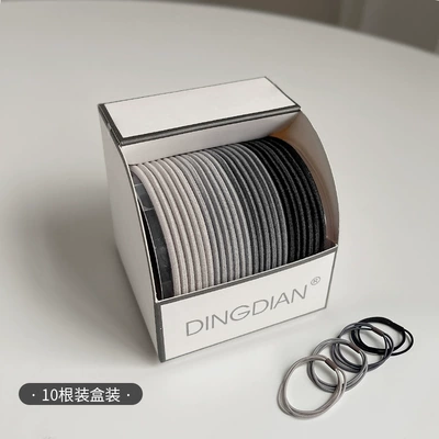 High horsetail rubber band high elastic durable hair rope hair band women's rubber band head rope leather cover new rubber band (Saç üçün rezinlər) - three-in-one-rubber-bands-10-pieces-p001-1