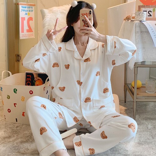 Pregnant women's pajamas for spring and summer maternity breastfeeding pure cotton thin confinement clothes for May postpartum home clothes for breastfeeding 4