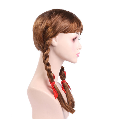 Halloween Annabell cosplay role-playing wig props double ponytail bow style wig