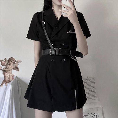Military style personalized concave shape belt female ins dark punk jk belt decorative chain one-shoulder cross-body strap
