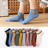 Socks lady Short tube Spring and summer Thin section college Vintage Style Simplicity Versatile cotton material Low Solid Boat socks