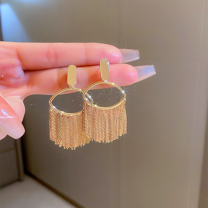 Simple Style Geometric Tassel Copper Plating Earrings 1 Pair