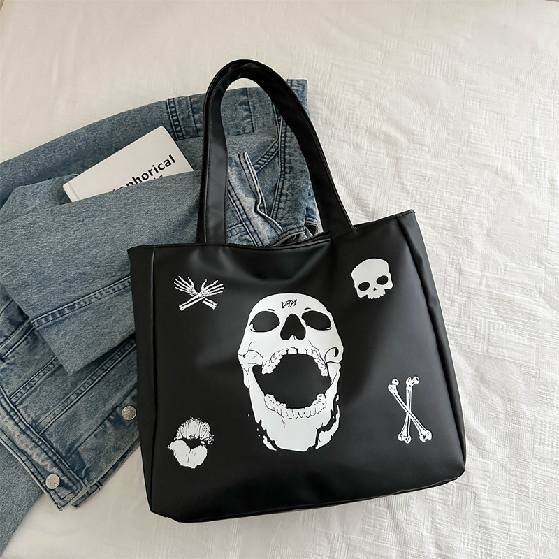 2024 nueva bolsa de estudio de dibujos animados de gran capacidad simple bolsa de compras de la serie de bosques bolsas de hombro blancas