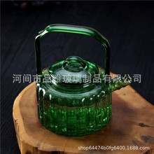 厂家批发高硼硅玻璃沸水壶翠绿色茶壶家用功夫茶具小号绿竹煮茶壶