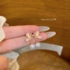 A2150 rose + white pearl (ear needle style)