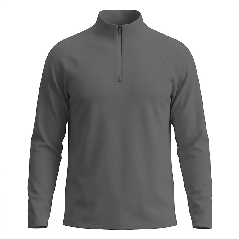 Young men's fashionable and simple solid color half-zip stand collar pullover base shirt, autumn and winter casual versatile top for 2026