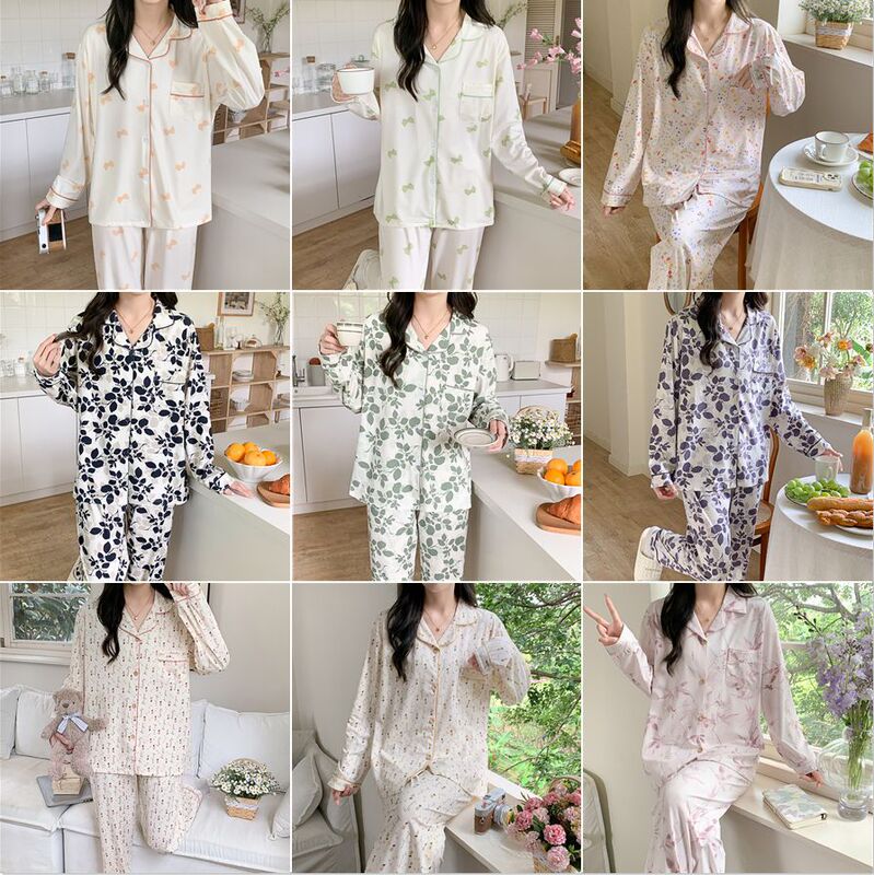 2024 new autumn and winter Korean sleep according to ladies suit imitation cotton pajamas long sleeve low price home clothes wholesale