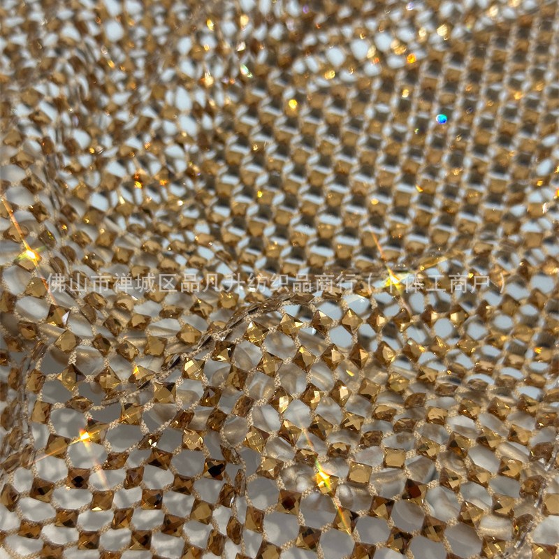 Fabricantes de venta al por mayor tortuga de vidrio caliente taladro tela de malla elástica cena de fiesta espectáculo de escenario tela de vestido