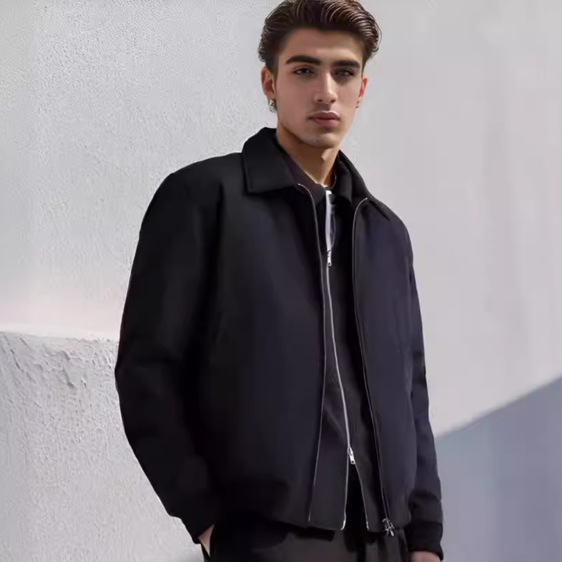 New 2024 Spring and Autumn Simple Commuter Men's Zipper Collar Jacket_voghion.com